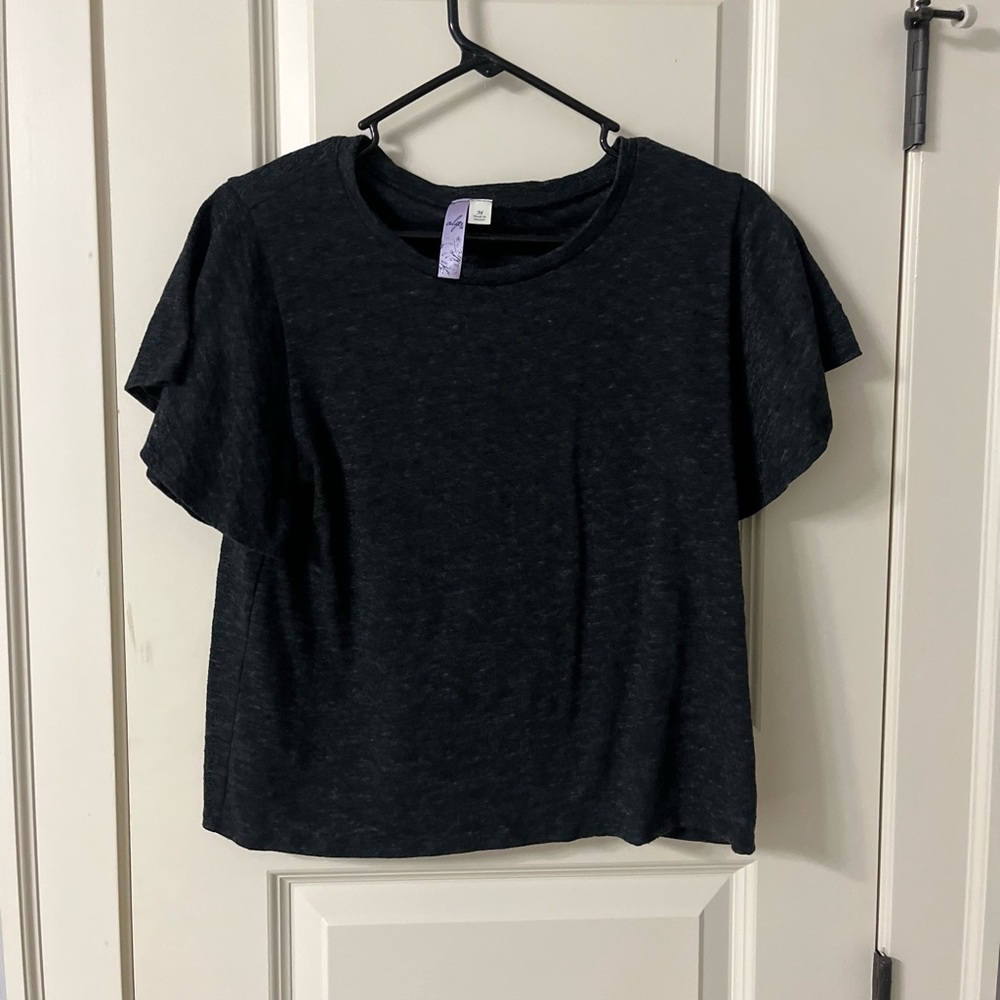 black ruffle sleeve top